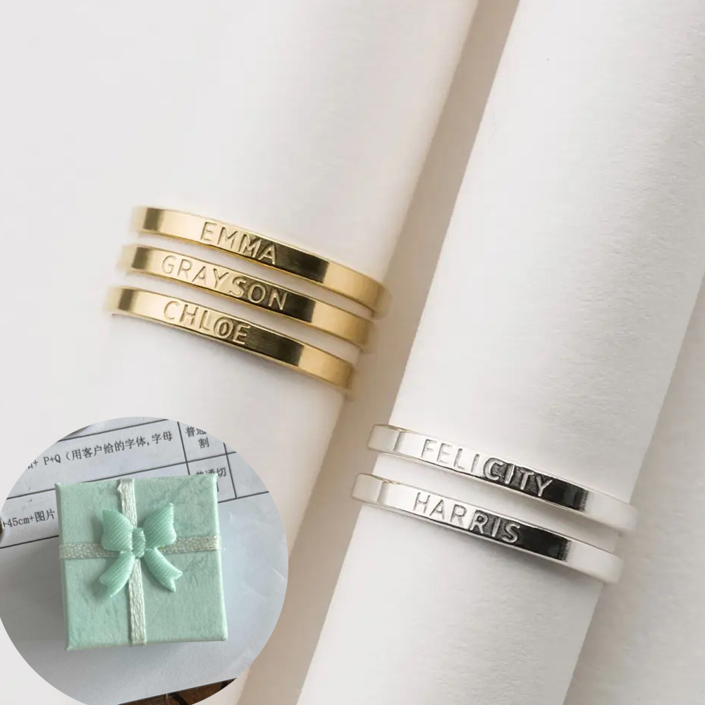 Personalized Name Box - COOLTIME Personalisierter individueller Namensring aus Edelstahl