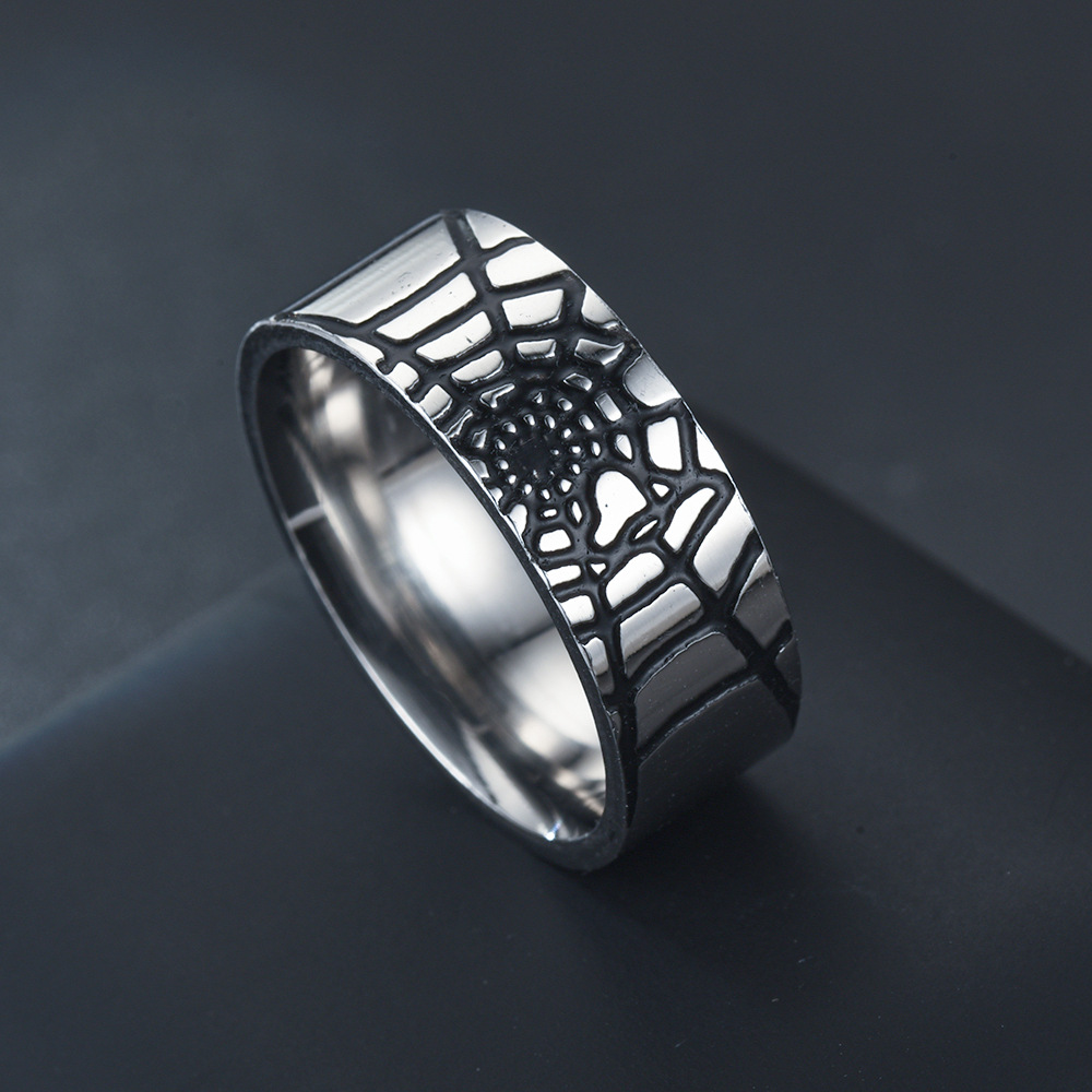 Edelstahl Einfache Spinne Web  – Initial Ring Custom Bewertung und Preis