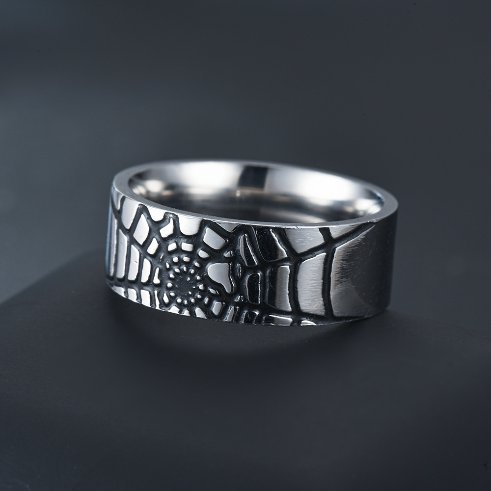 Edelstahl Einfache Spinne Web  – Initial Ring Custom Bewertung und Preis
