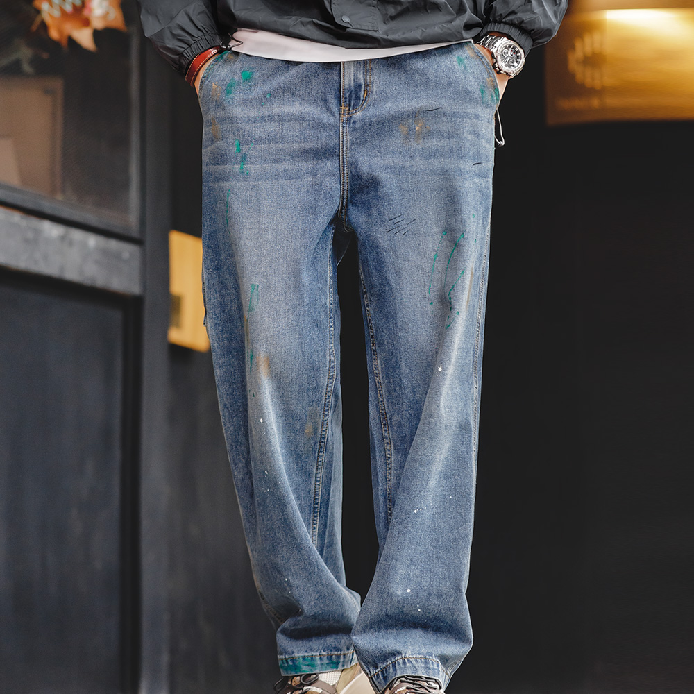 Maden Hellblaue Graffiti-Jeans – Levis Jeans 501 Bewertung und Preis